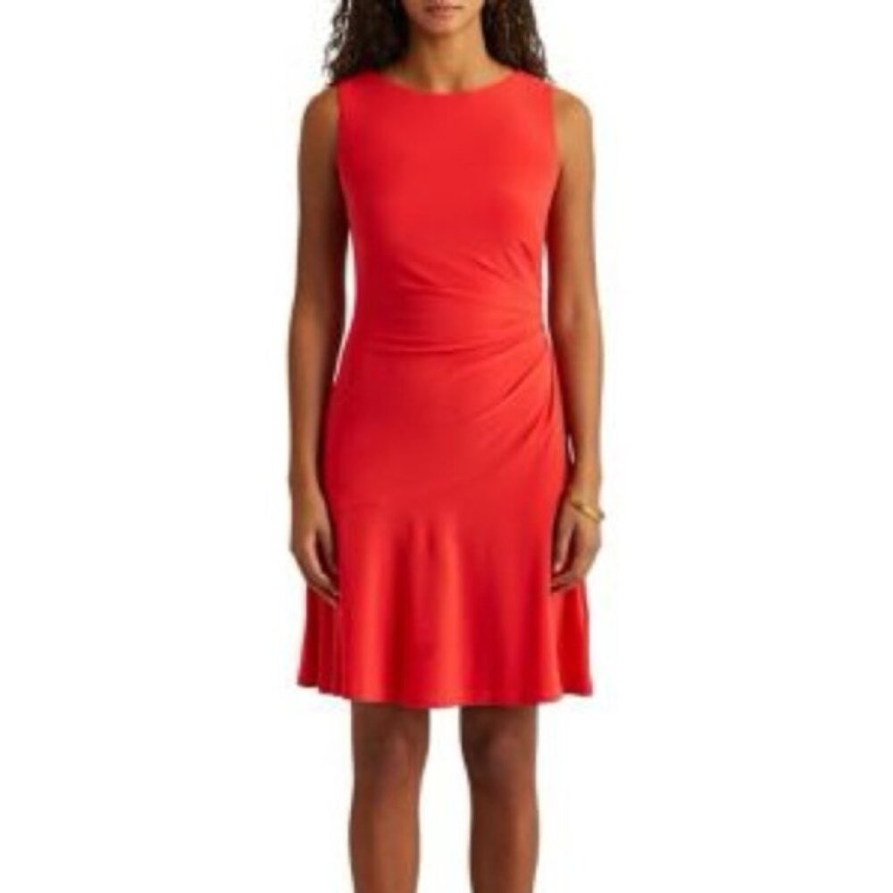 Ralph Lauren Sz 12 Black Label Red Jersey Ruched Dress